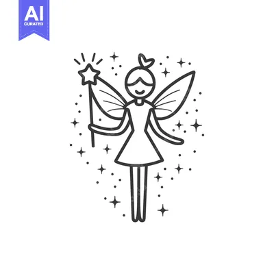 Aset premium populer: Fairy with Wings Holding a Magic Wand with a Star