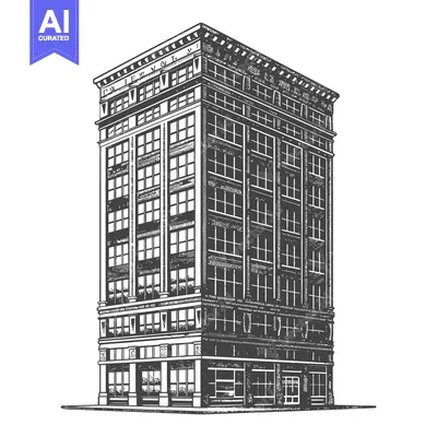 Aset desain premium: A Detailed Illustration Of A Multi Story Brick Building