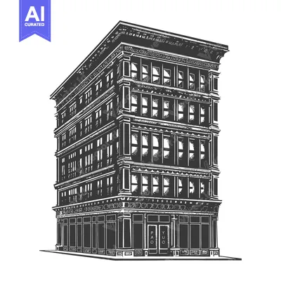 Aset desain premium: A Detailed Illustration Of A Grand Multi Story Building