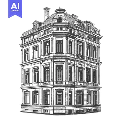 Popular premium asset: Elegant Corner Building Architectural Drawing