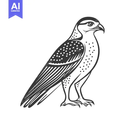 Aset premium populer: A Detailed Vector Illustration Depicting a Standing Bird of Prey