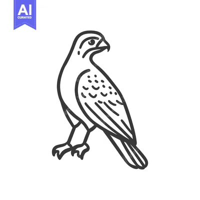 Aset premium populer: A simple illustration of a bird of prey perched steadily