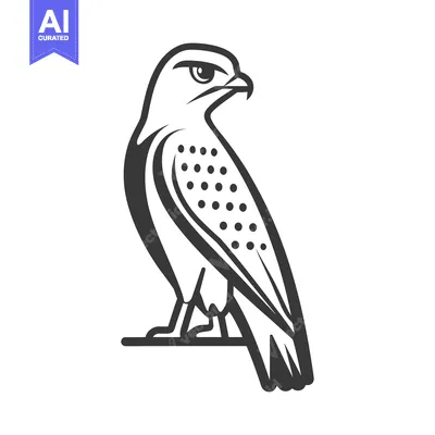 Aset desain premium: A simplified black and white illustration of a bird of prey
