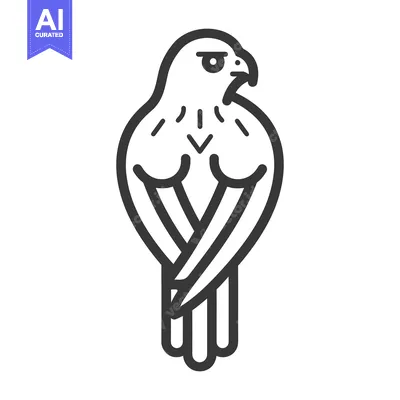 Aset desain premium: Stylized illustration featuring an eagle or falcon with bold black lin