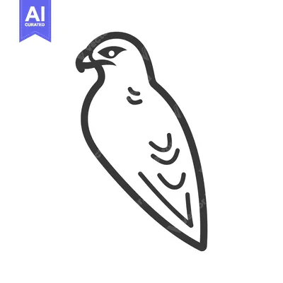 Aset premium populer: A simple line drawing illustration depicting a bird of prey