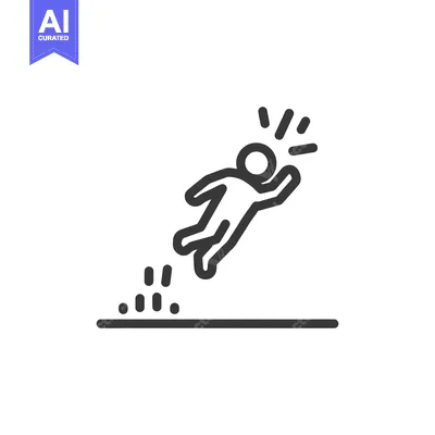Aset desain premium: Slipping Figure Icon: Falling, Accident, and Loss of Balance