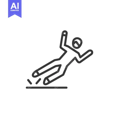 Premium design asset: Slipping Hazard Icon: Minimalist Line Art Depicting a Fall