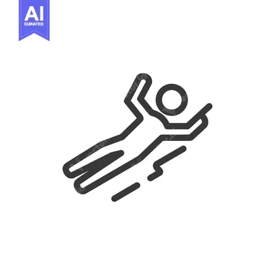 Popular premium asset: Minimalist Icon of a Person Sliding Downhill with Speed Lines