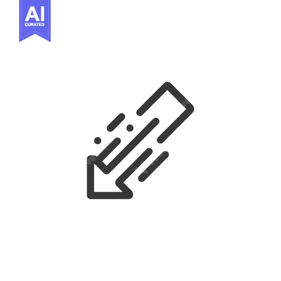 Aset desain premium: Dynamic Downward Arrow Icon with Motion Trails on White Background