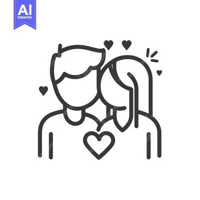Popular premium asset: Two people embracing with hearts representing affectionate love