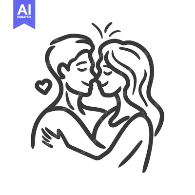 Aset desain premium: Two people in love sharing an intimate embrace of affection