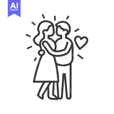 Aset premium populer: Two people embracing with a heart representing their feelings
