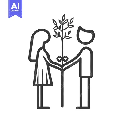 Aset premium populer: A couple holding a tree sapling symbolizing growth and togetherness