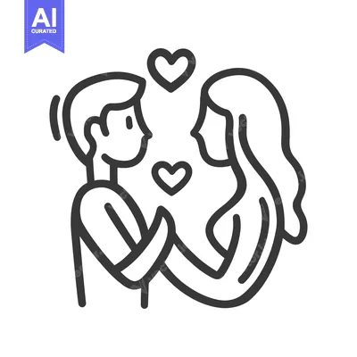 Popular premium asset: A black and white illustration of a loving couple