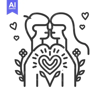 Premium design asset: A Simple Black And White Illustration Showing Two Lovers Connected
