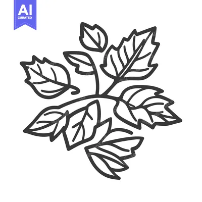 Aset desain premium: A simple artistic representation of leaves on a stem