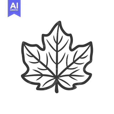 Aset desain premium: A Simple Black Outline Drawing Depicting A Single Leaf