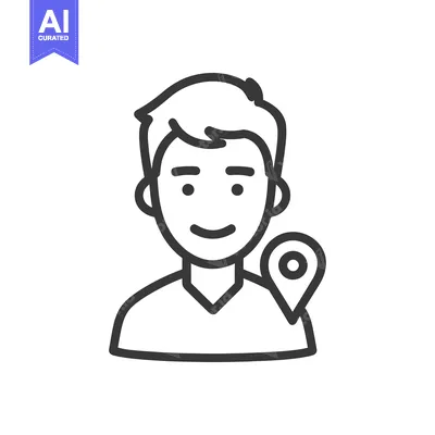 Aset premium populer: Man Avatar with Location Pin, Minimalist Line Art Icon