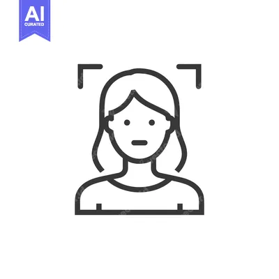 Aset premium populer: Minimalist Woman Portrait Icon with Face Detection Framing, Line Art