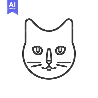 Aset desain premium: A simple black and white line drawing of a cat face