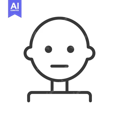 Aset desain premium: A simple outline of a human head with plain expression