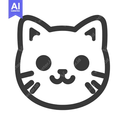 Aset premium populer: A simple and stylized line art illustration of a cat face