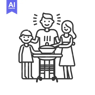 Aset premium populer: Family Enjoying a Barbecue Together
