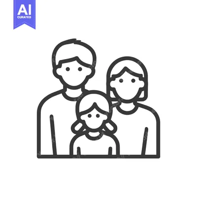 Aset premium populer: Minimalist Family Portrait Icon: Father, Mother, and Daughter Illustra