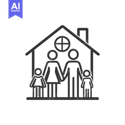 Popular premium asset: Minimalist Family Home Icon: Stylized Parents and Children in House Ou