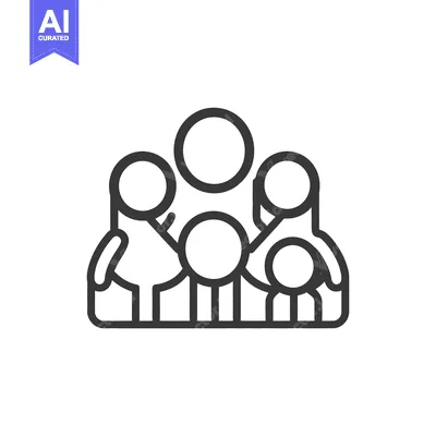 Popular premium asset: A simple outlined illustration shows a family of five people together