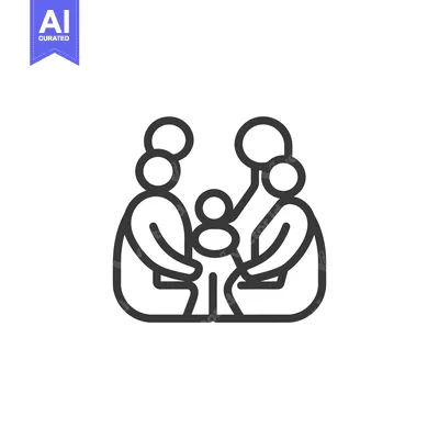 Aset desain premium: Depicted are parents and a child in a simple illustration