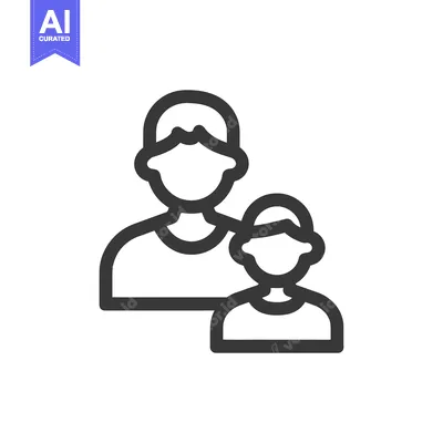 Premium design asset: Minimalist Icon of Two People, Parent and Child, Dark Outline on White