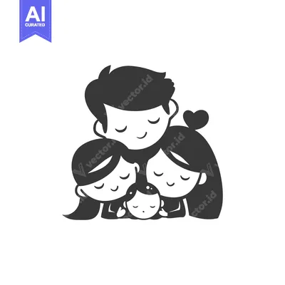 Aset premium populer: Family of Four Holding a Newborn Baby