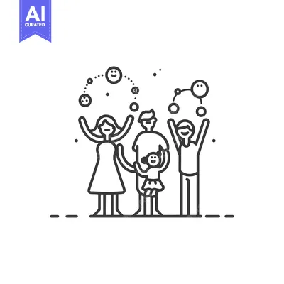Aset premium populer: Family of Four with Smiling Faces and Orbs