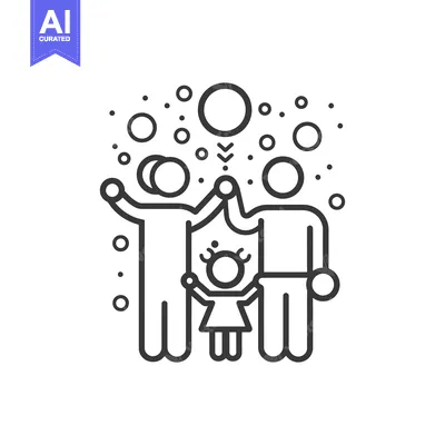 Premium design asset: Family of Three Holding Hands with a Circle Design Above