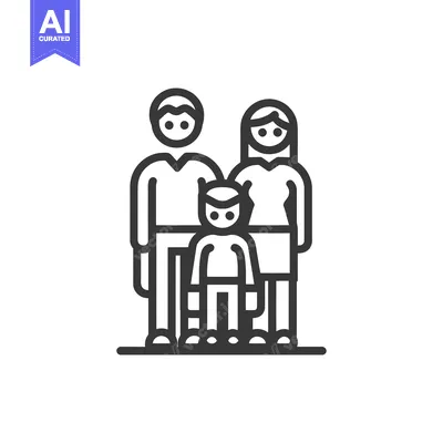 Aset desain premium: Minimalist Family Icon: Mother, Father, and Child Illustration