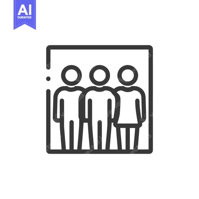 Aset premium populer: Minimalist Icon of Three People in a Group Setting