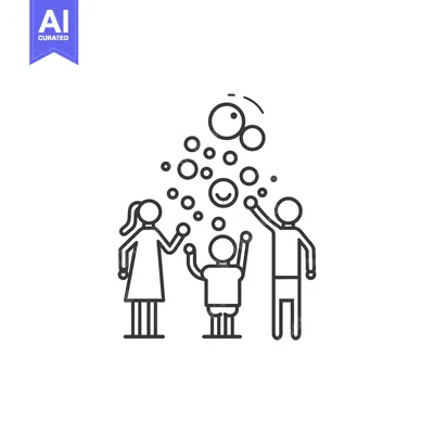 Family with child playing with bubbles