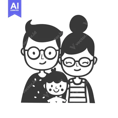 Aset premium populer: Family with Glasses and a Child