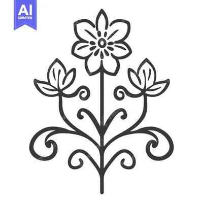 Premium design asset: An ornamental floral design with delicate leaves and swirls
