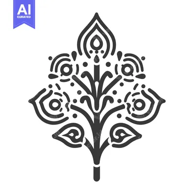 Aset premium populer: A symmetrical floral illustration depicting stylized leaves and design