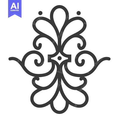 Aset premium populer: Symmetric elegant decorative design with swirling lines and floral sha