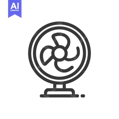 Aset desain premium: Minimalist Fan Icon: Bold Outline, Modern Design, Cooling Concept
