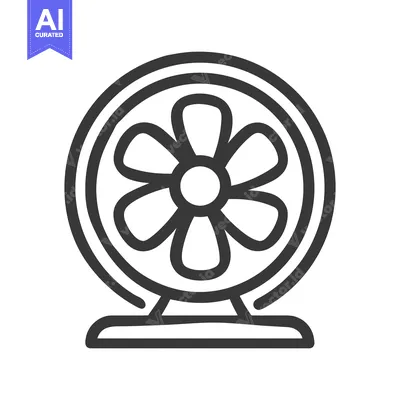 Premium design asset: Minimalist Fan Icon: Bold Outline, Cooling Concept, Modern Design