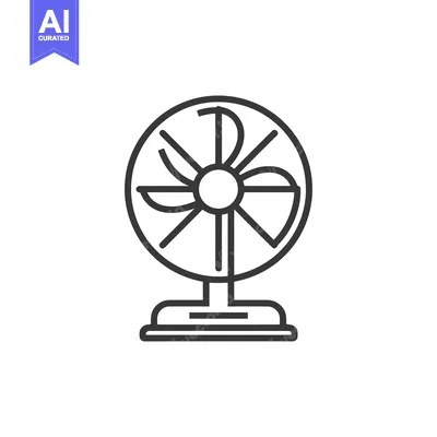 Aset desain premium: Minimalist Line Art: Vintage Electric Fan Icon on White Background