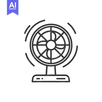 Minimalist Line Art: Oscillating Table Fan with Motion Trails on White