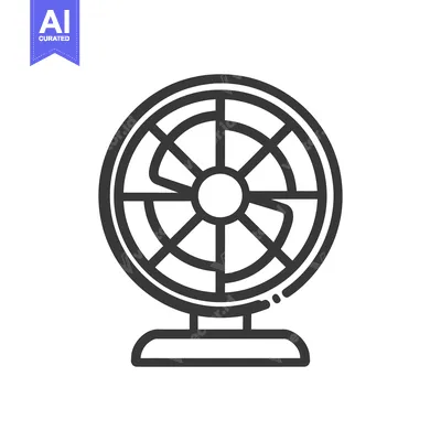 Aset desain premium: Minimalist Fan Icon: Cooling Appliance with Circular Design and Stand