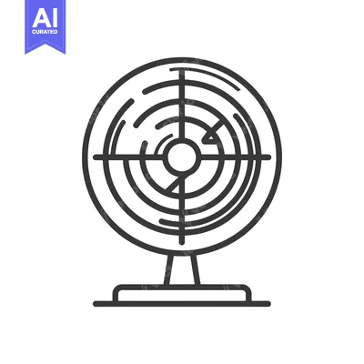 Premium design asset: Minimalist Fan Icon: Circular Design with Stand, Black and White