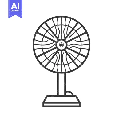 Premium design asset: An isolated line drawing of a cooling oscillating fan