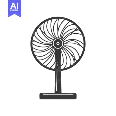 Aset desain premium: A monochrome illustration depicting an electric cooling fan machine